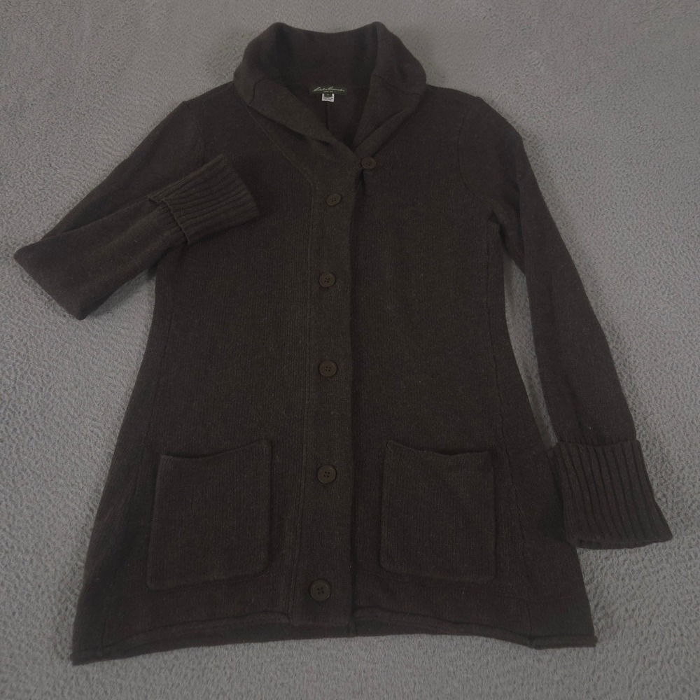 VINTAGE Eddie Bauer Sweater Womens XL Cardigan Angora Lambswool Shawl Collar Y2K